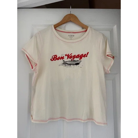 J.Crew Womens Bon Voyage Boat T Shirt Preppy Casual Relaxed Fit