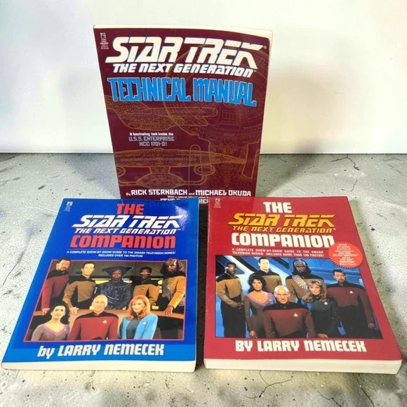 VTG Star Trek TNG Book Lot 1991-1995 Technical Manual & Companions Sci-Fi