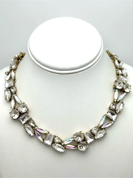J. Crew Marquis  Emerald Round Crystals Necklace