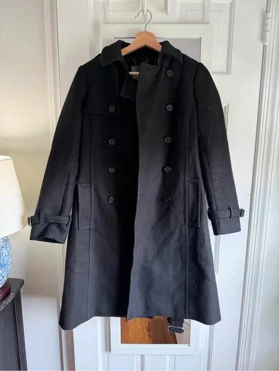 Jcrew Cashmere Wool Blend Black Double-Breasted Wool Coat