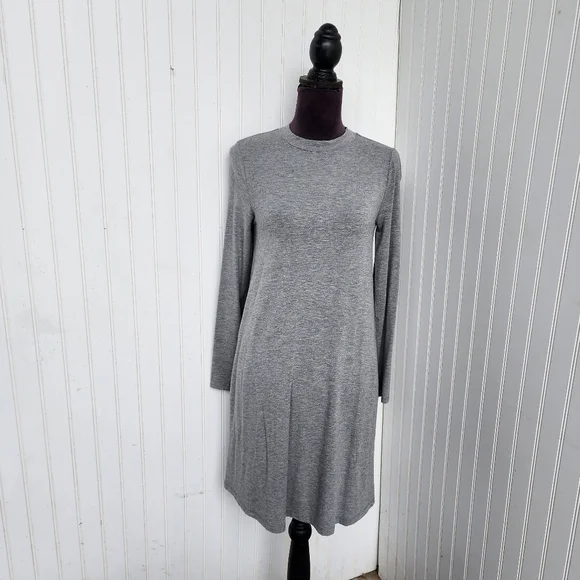 J. CREW Women's Gray Knit Sheath Dress Long Sleeve Women's Stretch Sz S