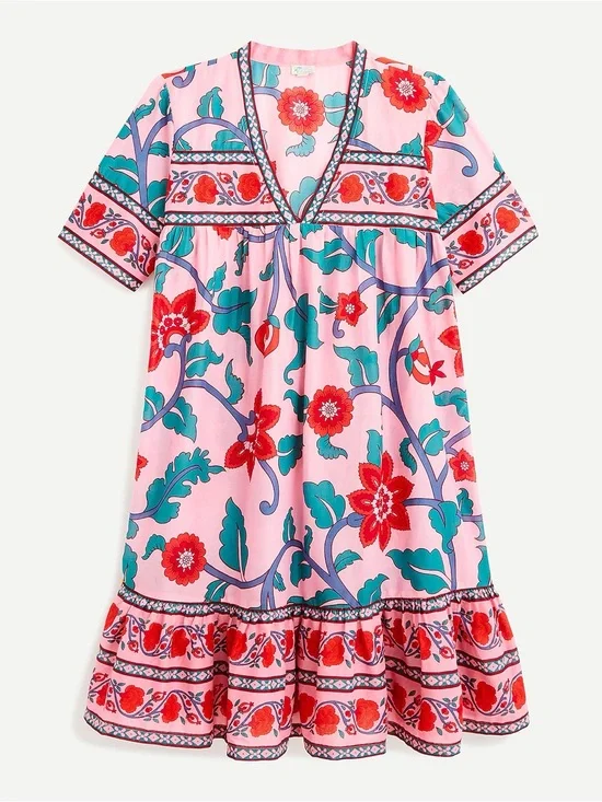 NWT J. Crew V-neck tunic dress in floral block print