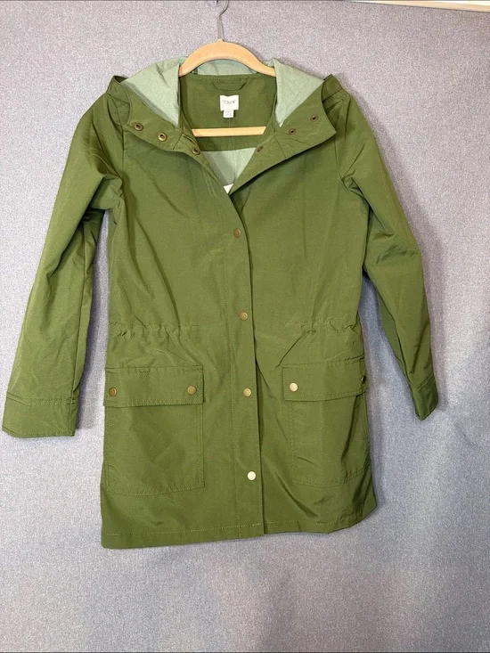 J. Crew Olive Hooded Anorak Trench