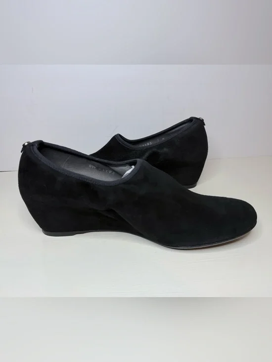 Stuart Weitzman Black Suede Sculpted Wedge Shoes Size 7