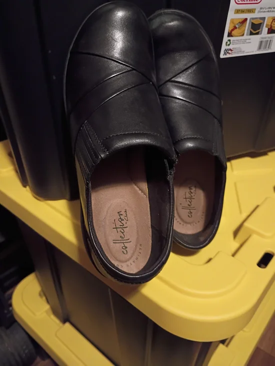 Clarks Black Women’s Wedge Slip-On Shoes