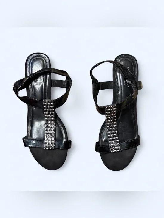 Y2K Black Rhinestone Wedge Heels by Predictions!