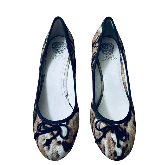 Vince Camuto Tanell Leopard Print Cow Hair Wedge Pumps Brown Black 9.5M