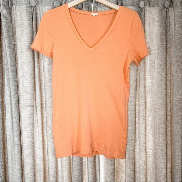 J Crew V-Neck Orange T-Shirt Size Medium