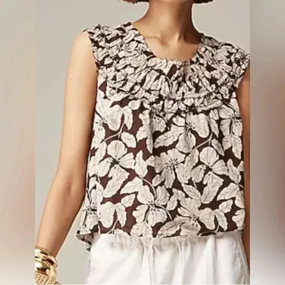 J.Crew Women’s Rosalie Top in Floral Cotton Voile SMALL