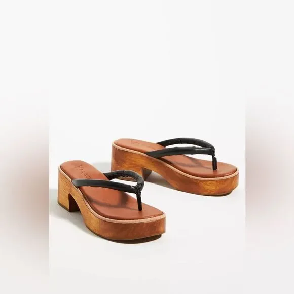 Anthropologie Vicenza Wooden Thong Heels