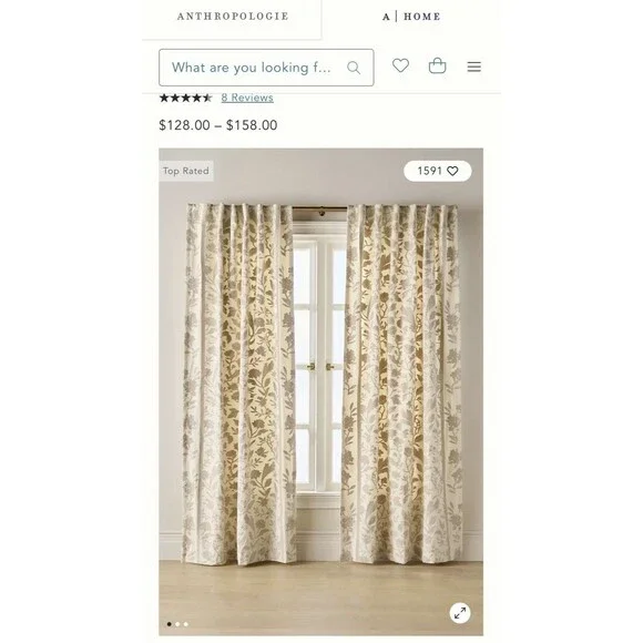 New Anthropologie Francine Woven Floral Curtain Set 2 Panels 63