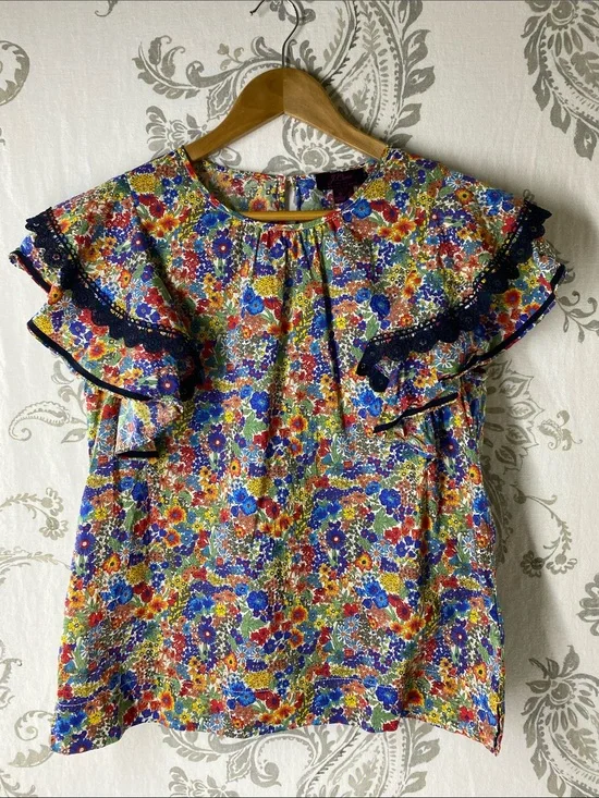 J. CREW Cotton Poplin Top in Liberty Margaret Annie Floral Print Womens small