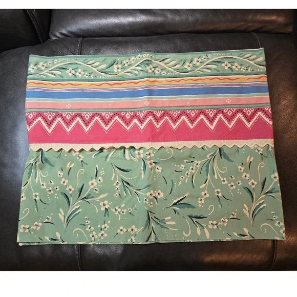 Unbranded Floral‎ Valance Green Pink Vintage Cottagecore 26x18 Good