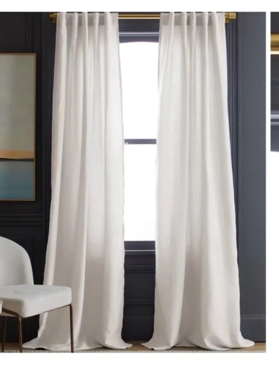 NWT QUINCE Set Of 2 48x96 European Linen Curtains Cream 0459