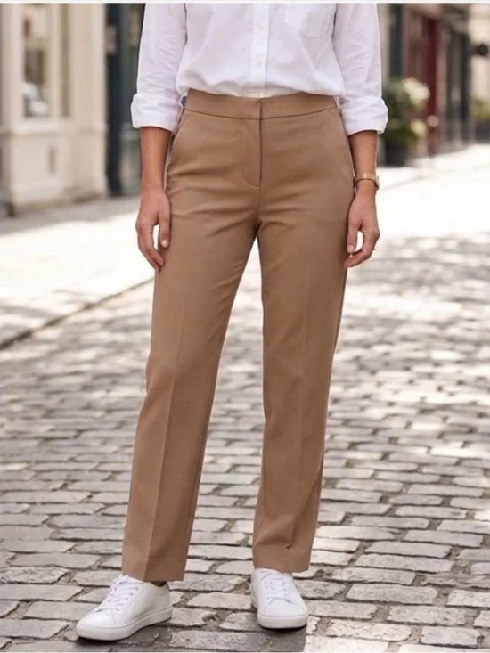 J.Crew Kate Camel Tan Straight Leg Four Season Stretch Pants Size 10