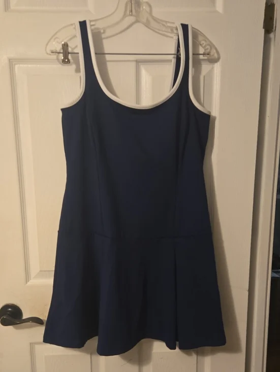 J. Crew Navy Tank Athletic Wear Dress with White Trim Shorts Underneath