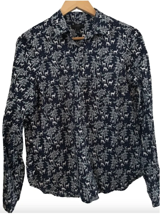 J. Crew Woodland Deer popover shirt SZ 8