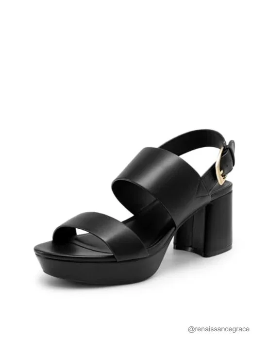 Women's Chunky Wedge Heel Sandals with Adjustable Buckle Ankle Strap Faux