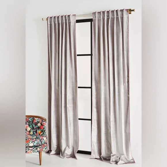 Adelina Piped Velvet Woven Curtain ~ 1 panels / Velvet curtain Anthropologie
