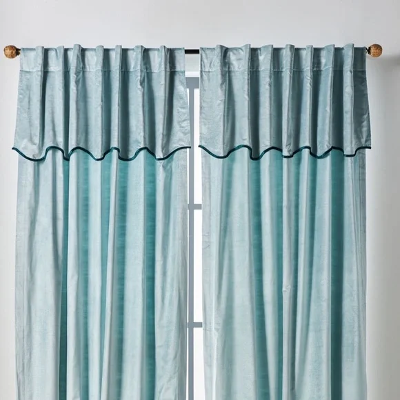 NEW  Adelina Velvet Valance Curtains. ( 2/ 50” x108”)