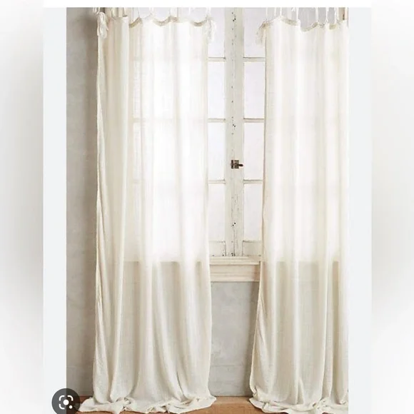 Anthropologie Cotton Tie-Top Curtain 50”X 96” set of 2 panels