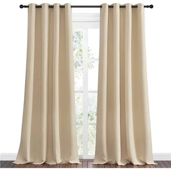 Bedroom Room Darkening Curtains - Biscotti Beige, 1 Pair, 55 inches by 96 Inch