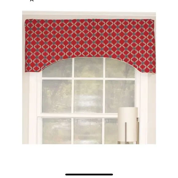 Darby Home Co. Scalloped Window Valance‎ Red Blue Geometric Cotton Blend 15”x51”