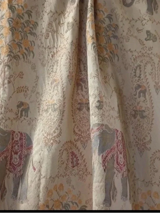 Three Pier One Elephant Jacquard Curtain Panels - rare!
