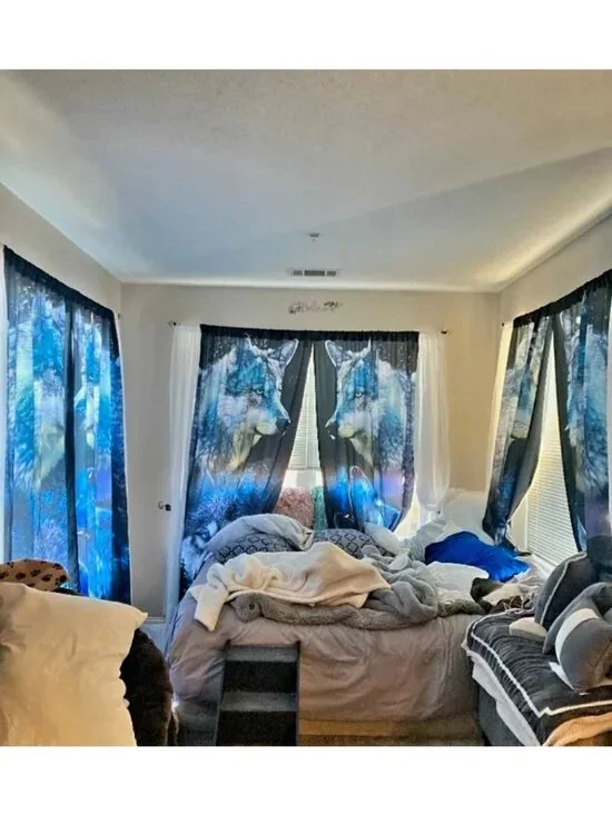 Wolf  2Panels curtains wolf design each panel is   52X82