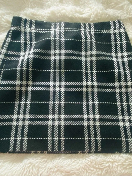 J. Crew Black and White Plaid Mini Skirt