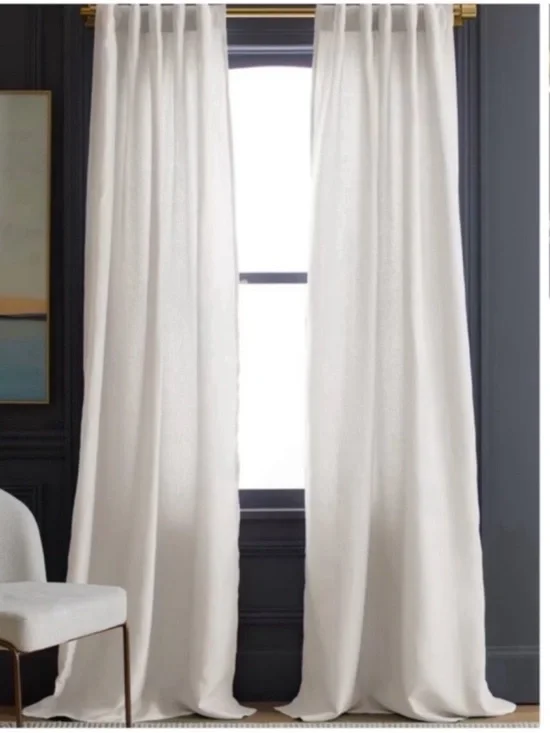 NWT QUINCE Set Of 2 48x96 European Linen Curtains Cream 0430