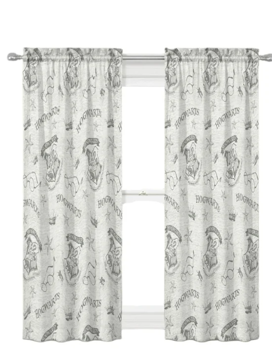 Harry Potter Hogwarts Gray Curtain Panels - Themed Window Drapes