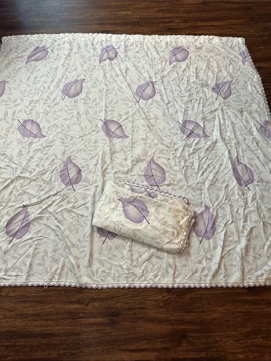 Vintage 1970’s Purple Leaf curtain panels drapes Polyester 78” tall x 82” wide