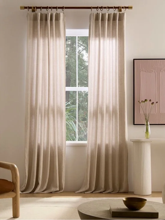🍃🦋 West Elm European Flax Linen Light Filtered Curtains 4 Panels