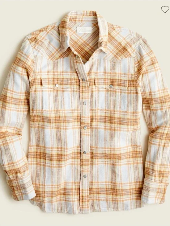 J. Crew Slim-fit western button front shirt in golden hour tartan flannel size 4
