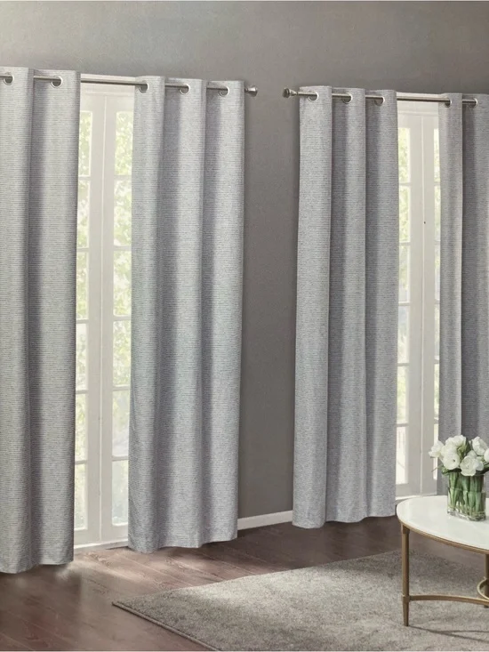 4 Panels Light Gray Grommet-Top Blackout Room Darkening Curtains 84” length