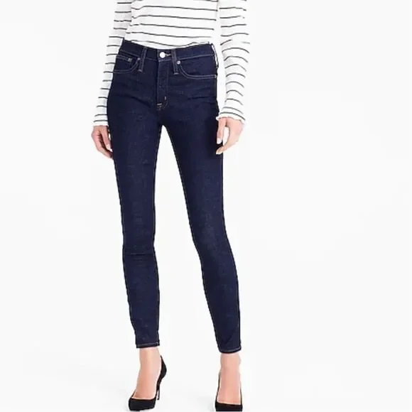 J. Crew 10” High Rise Toothpick Skinny Jeans Dark Ink Wash Size 31
