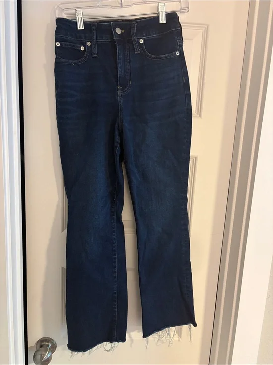 J Crew Curvy Kick-out Dark Blue High-Rise Women’s Jeans with frayed hem