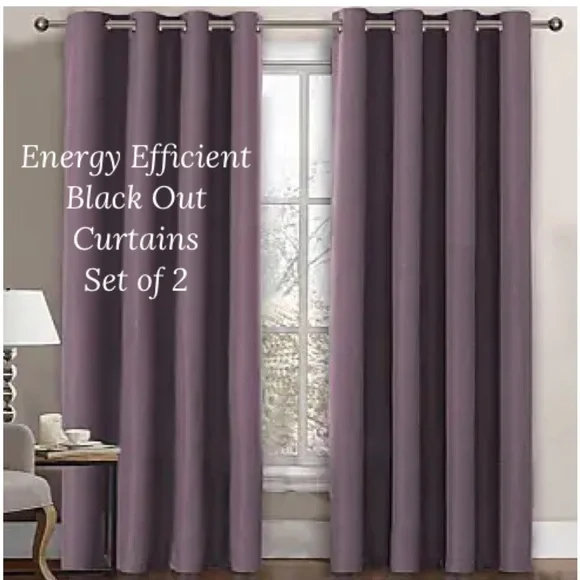 Sun Zero Lichtenberg Curtains Black Out Grommet Top Plum Size 40 X 94