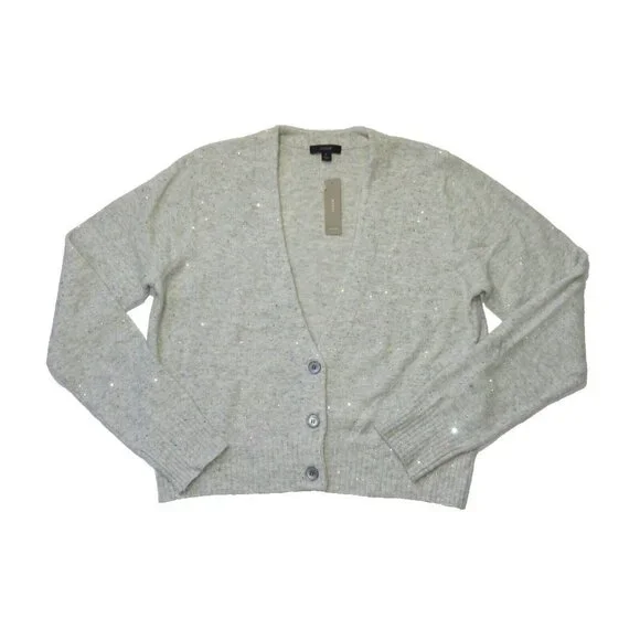 NWT J.Crew V-neck Sparkle Cardigan in Heather Dusk Supersoft Yarn Sweater L