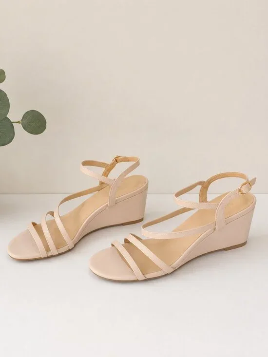 Nude/Blush Strappy Wedge‎ Sandals Women's Size 11