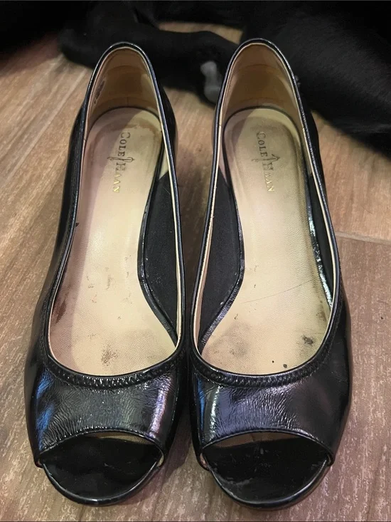 Patent leather wedges Cole Haan 7.5 wooden shoes heels Nike air