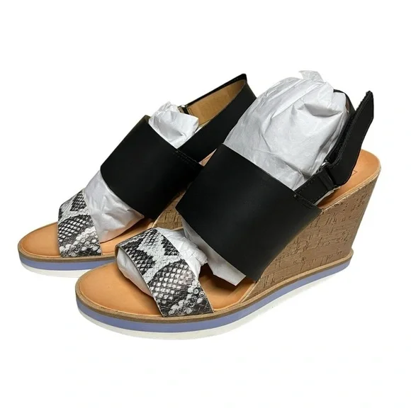 NWT Dolce Vita Lizzie Black Multi Wedge Heels 8