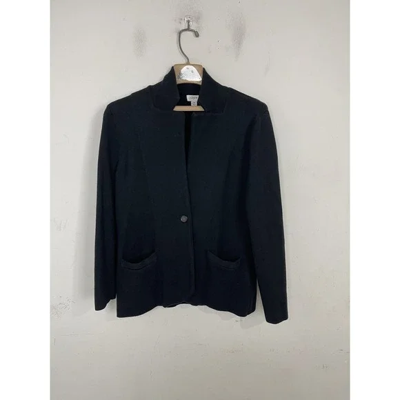 J Crew Women's Petite Medium PM Cotton Open Cardigan Sweater‎ Jacket Black