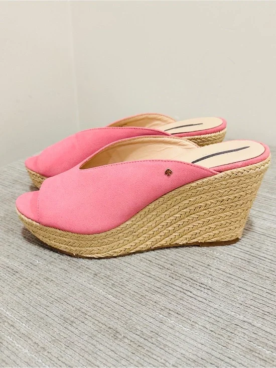 Kate Spade Thea Rococo Pink Suede Espardrille Wedge Womens 10 M NWOT