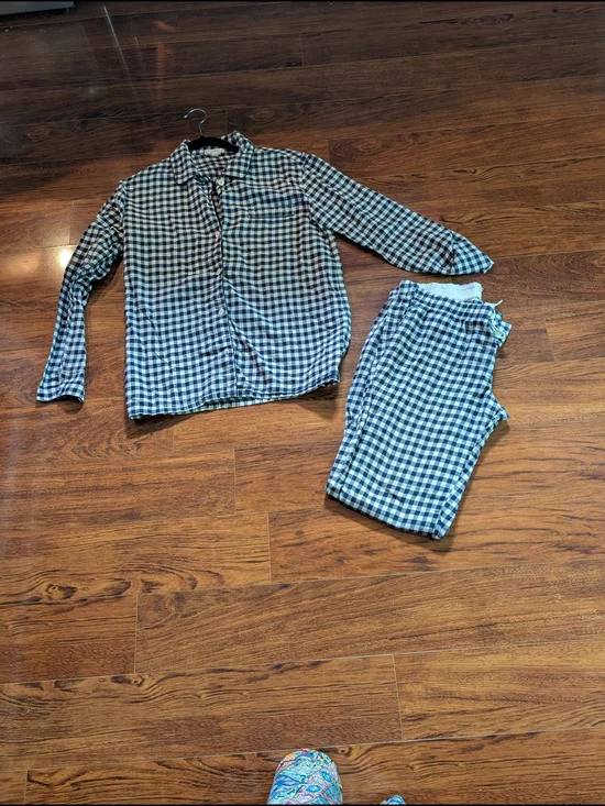 J. Crew Blue and White Gingham Pajama Set- Sz XS