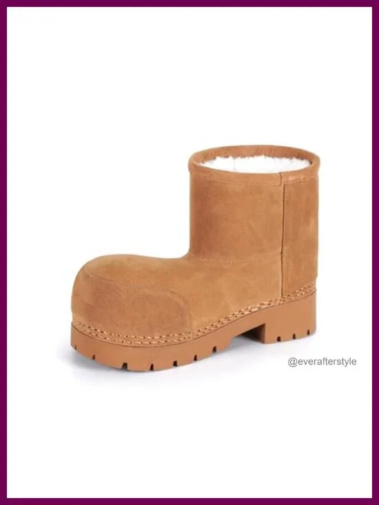Women's Fur Lined Waterproof Ankle Snow Boots Non Slip Winter Booties