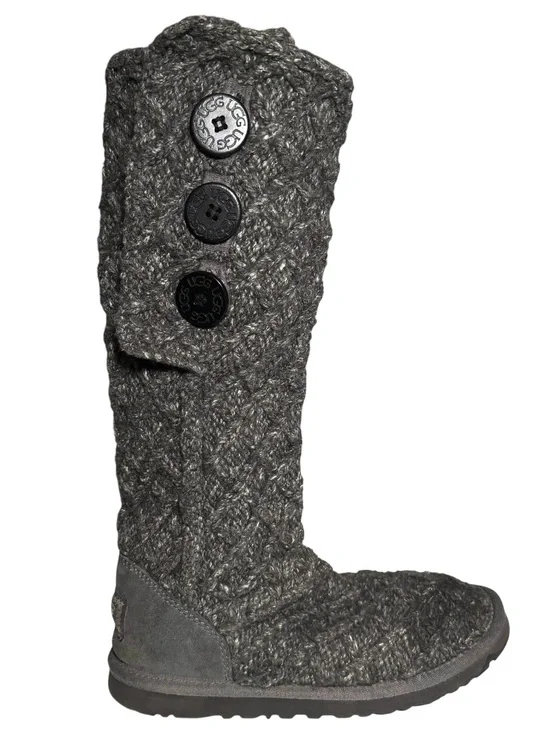 Ugg Boots 6 Lattice Cardy Cable Knit Gray