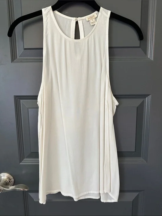 J. Crew Cream Sleeveless Keyhole Back Tank