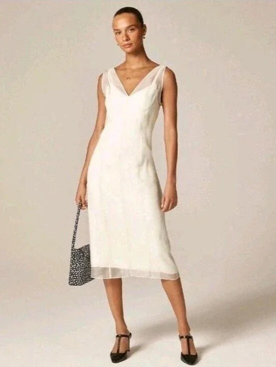 J. Crew Collection Layered Organza Shift Dress - Ivory